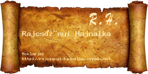 Rajcsányi Hajnalka névjegykártya